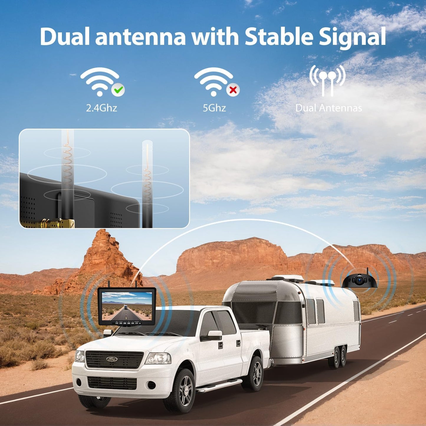 10.1" RV Backup Camera Wireless System Plug and Play, Pre-Wired for Furrion RV Trailer Camper Motorhome, HD 1080P Split-Screen DVR Monitor with 1 Rear View & 2 Side View Cameras, BY503