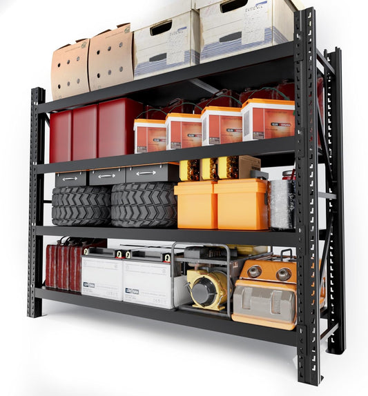 Garage Shelving Heavy Duty - 6.5ft W Extra Large Metal Shelving Units and Storage for 4000lbs, 4tier Adjustable Basement Storage Industrial Shelves Pallet Racking Organizer (23.6"D *78.7"W * 78.7"H)