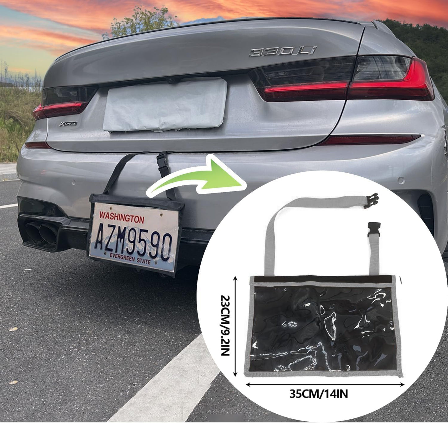 License Plate Holder with Hanging Strap, Test Drive Tag Bag, Dealer Plates License Frame Cover, for Car SUV Truck (Grey, 3)
