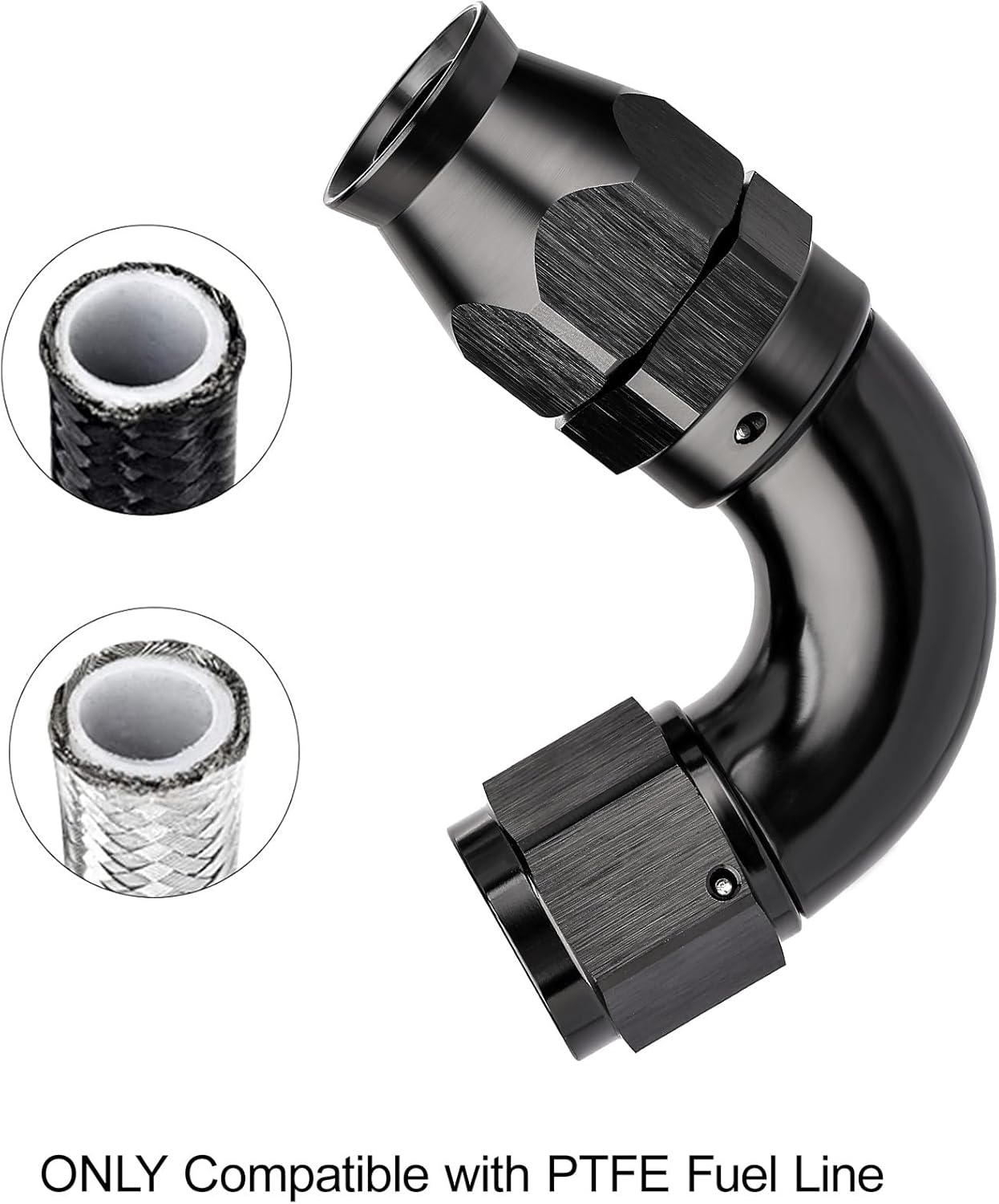 EVIL ENERGY 12AN 120 Degree PTFE One Piece Full Flow End Hose Fitting Aluminum Black