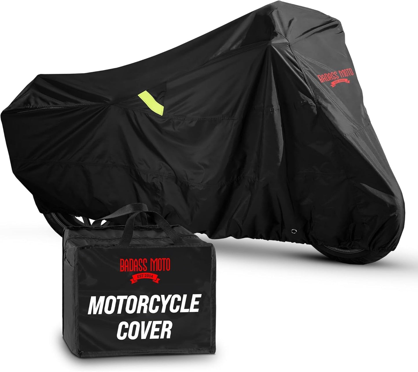 Badass Moto Ultimate Motorcycle Cover Waterproof Outdoor, Heavy Duty Motorcycle Cover for Harleys - Motorcycle Sun Cover, Fits Harley Davidson Motorcycle Covers, Street or Sportbike Cover - Small