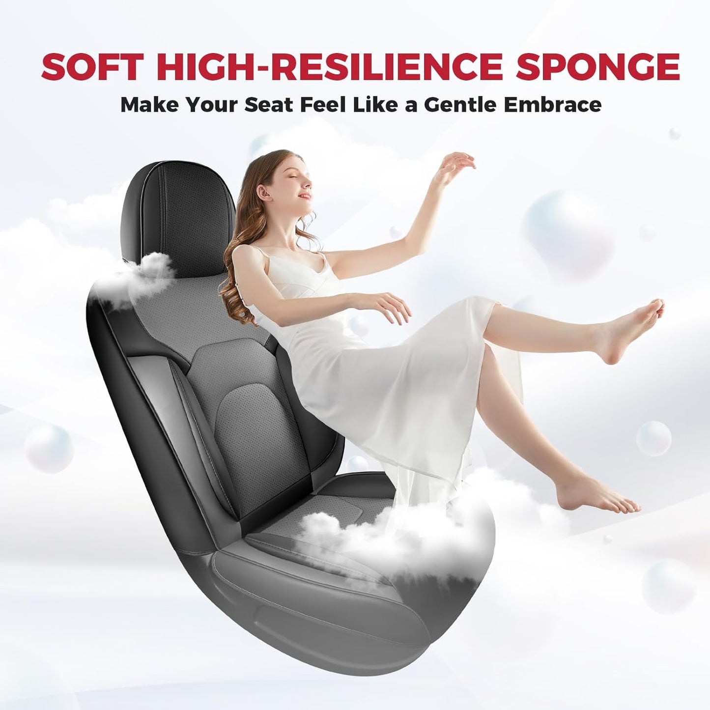 FREESOO Car Seat Covers Front Seats 2PCs,Waterproof Automotive Seat Covers, Leather Cars Interior Covers, Seats Protection Universal fit Babies & Adult (BlackGrey)