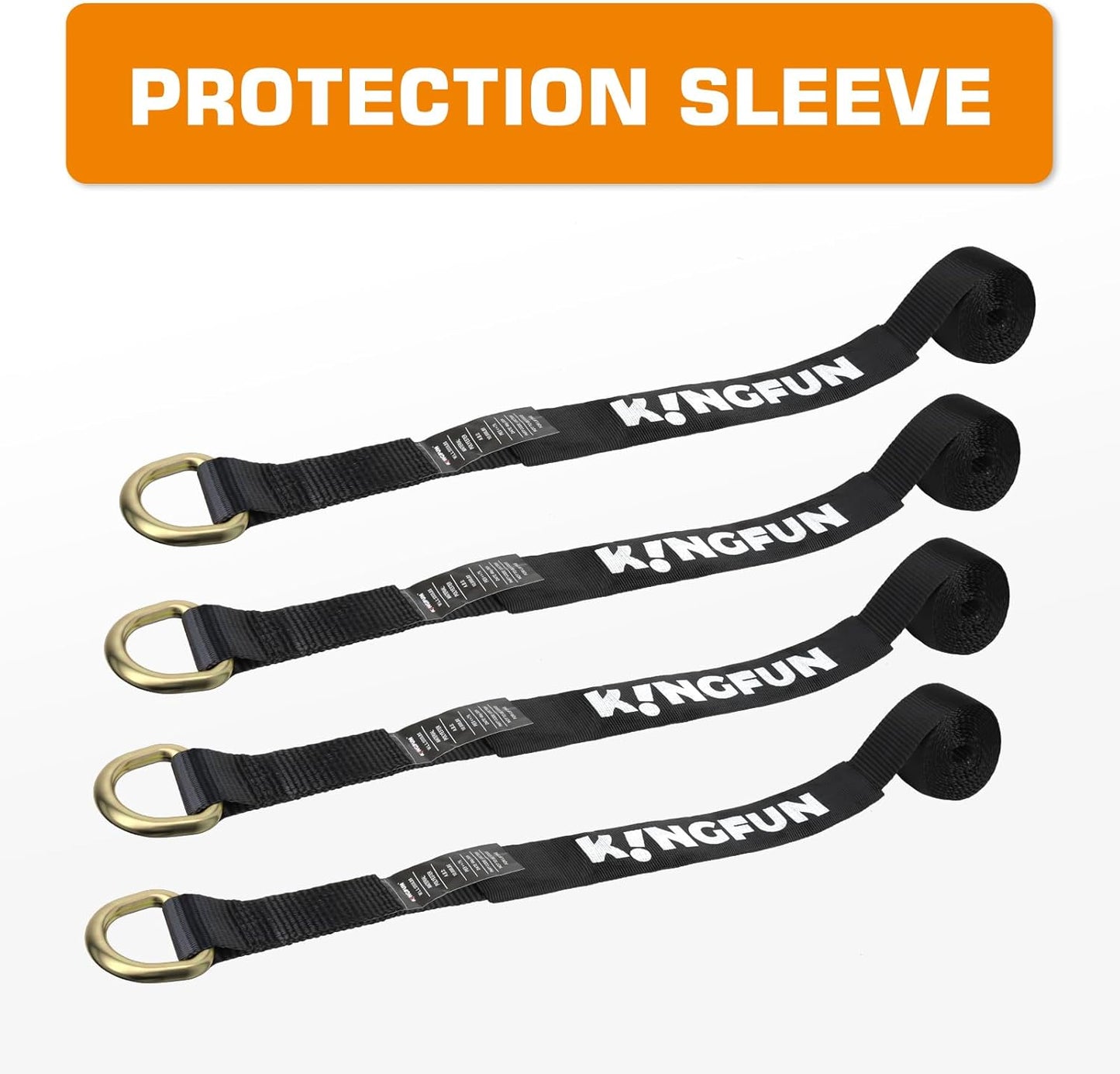 Kingfun Car Tie Down Straps for Trailers 4 Pack Lasso Straps - 2" x 120" Heavy Duty Trailer Strap, 10,000 lb Break Strength, Over The Wheel for Car Hauler, Truck, UTV, Utility Trailers