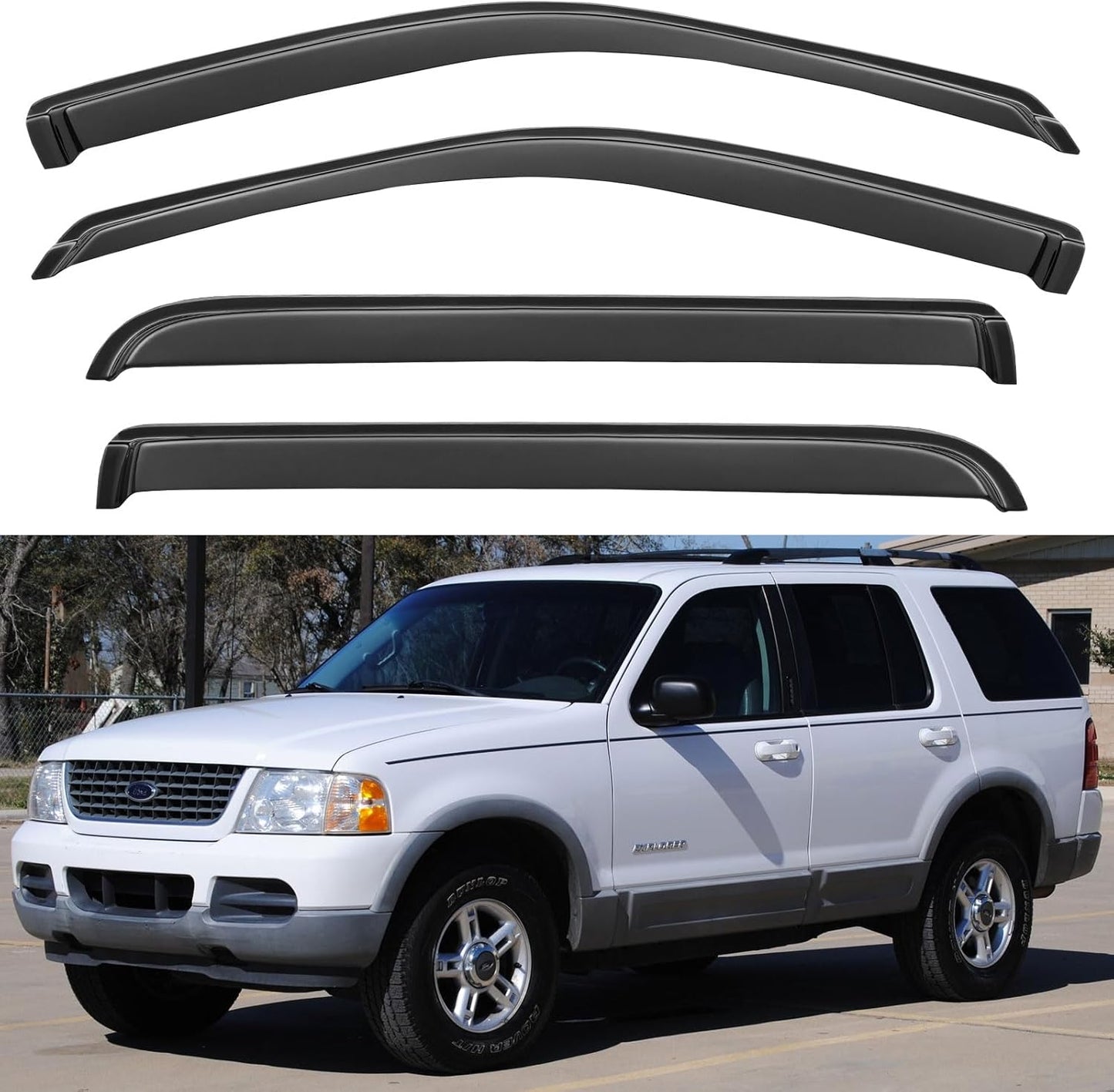 Window Visors Rain Guards Shield for 2002-2010 Ford Explorer/Mercury Mountaineer, Out-Channel Window Vent Wind Deflectors Visors Shades for 2003-2010 Lincoln Aviator