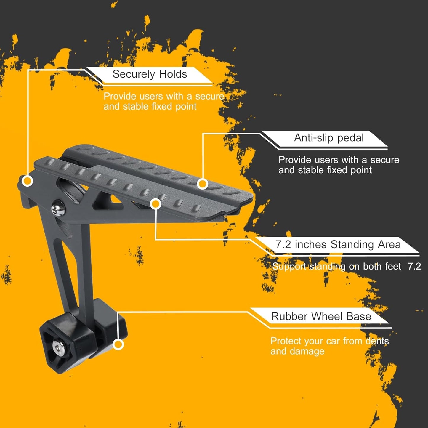 COWVIE Foldable Car Door Step Stand Pedal - Access to Vehicle's Top Roof Both Feet Stand Pedal Ladder for Most SUV Truck Jeep Black