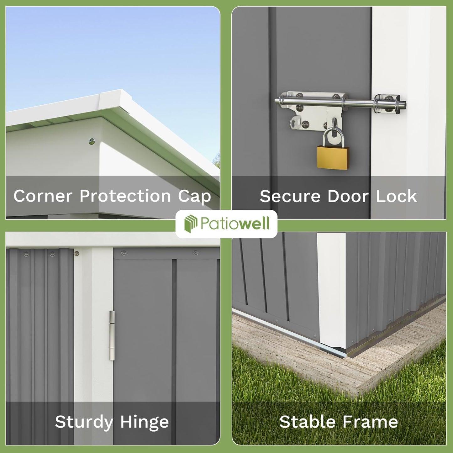 Patiowell 5x3 FT Outdoor Storage Shed, Garden Tool Shed with Sloping Roof and Lockable Door, Metal Shed for Backyard Garden Patio Lawn, Gray