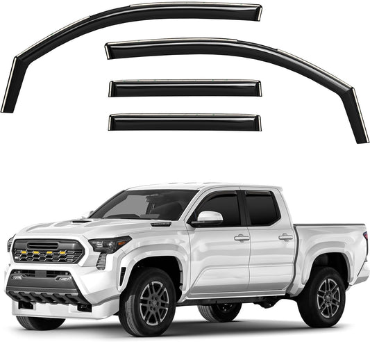 Window Deflectors Smoke Tinted in-Channel Side Window Vent Visor Deflectors Rain Guards Compatible with Toyota Tacoma Double Cab 2024-2025 - 4 pcs. GW1000