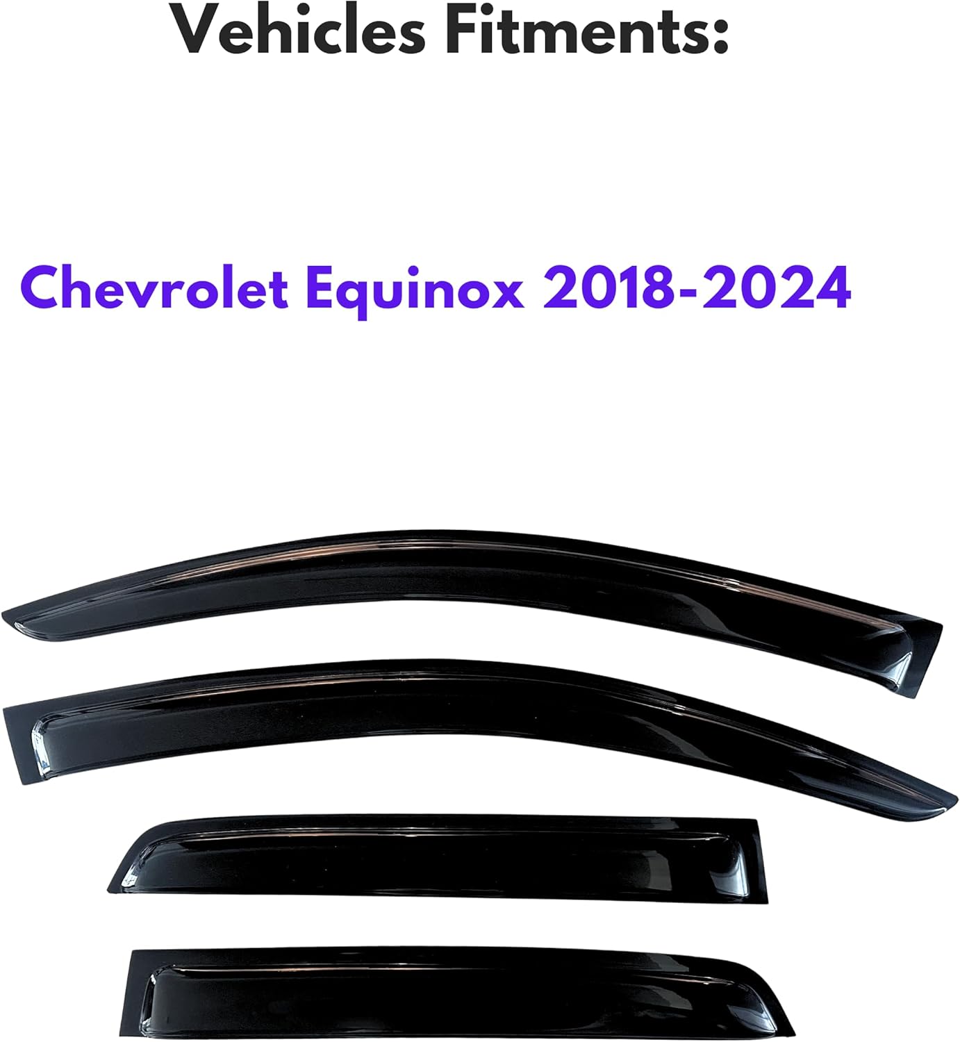KPY Window Visor Compatible with Chevrolet Chevy Equinox 2018-2024, 4PC Rain Guard Side Window Vent Deflectors Tape-On Style, 2018 2019 2020 2021 2022 2023 2024