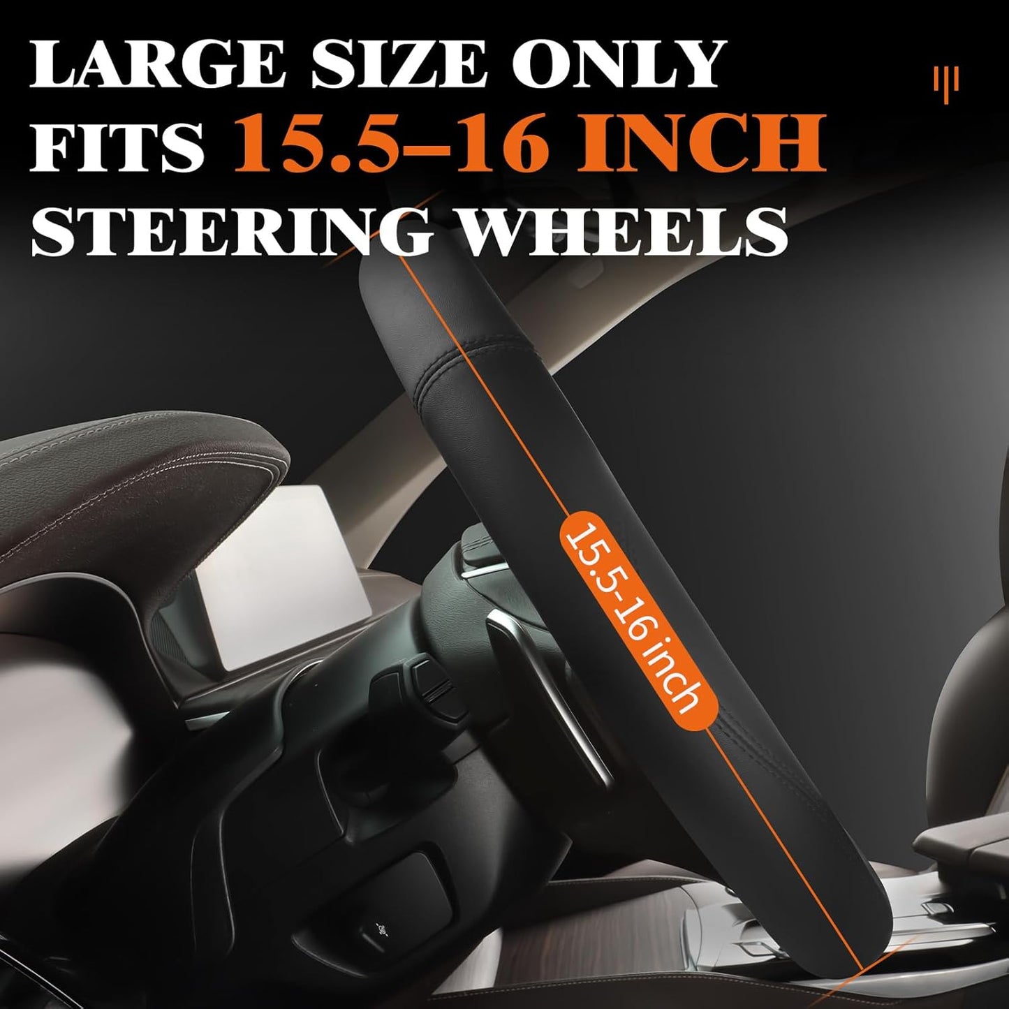 HOTOR Car Steering Wheel Cover - Universal Car Accessory for Diverse Cars, Leather Cover with Anti-Slip Lining, for Steering Wheel with a Diameter of 15.5"-16",Gray