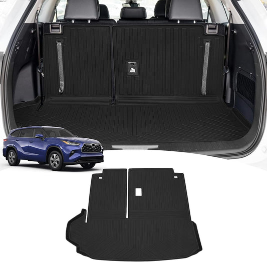 KMF Cargo Liner for 2025 Toyota Highlander 7 Seats 2020-2024 with Backrest Mat,All Weather Liners TPE Odorless Cargo Mat,Backrest Mat Protector Highlander Accessories