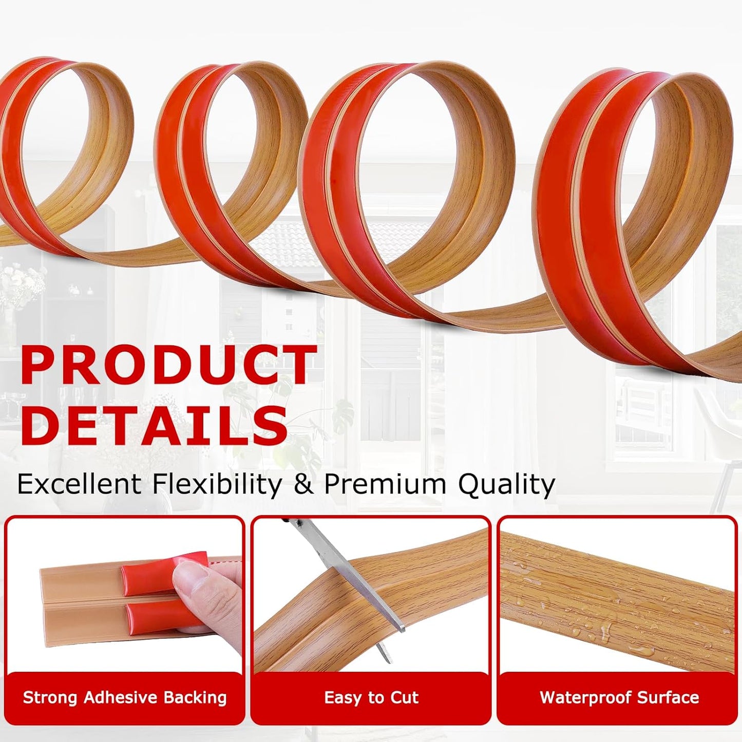 Flexible Wall Corner Protector Moulding Trim Peel and Stick Wall Corner Guards Edge Protector Self Adhesive Molding Trim Strip for Edge Ceiling (Light Brown Wood Grain, 2.4 in x 20 Ft)