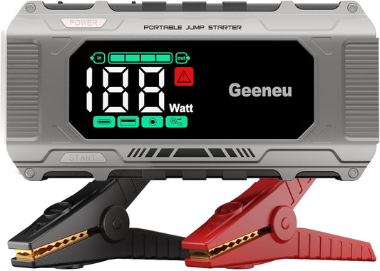 Battery Jumper Starter Portable 6000A Car Jump Starter, 12V Jump Box for Car Battery Charger Power Pack for 8.5L Gas/7L Diesel, QC 18W, Large Screen, Lights