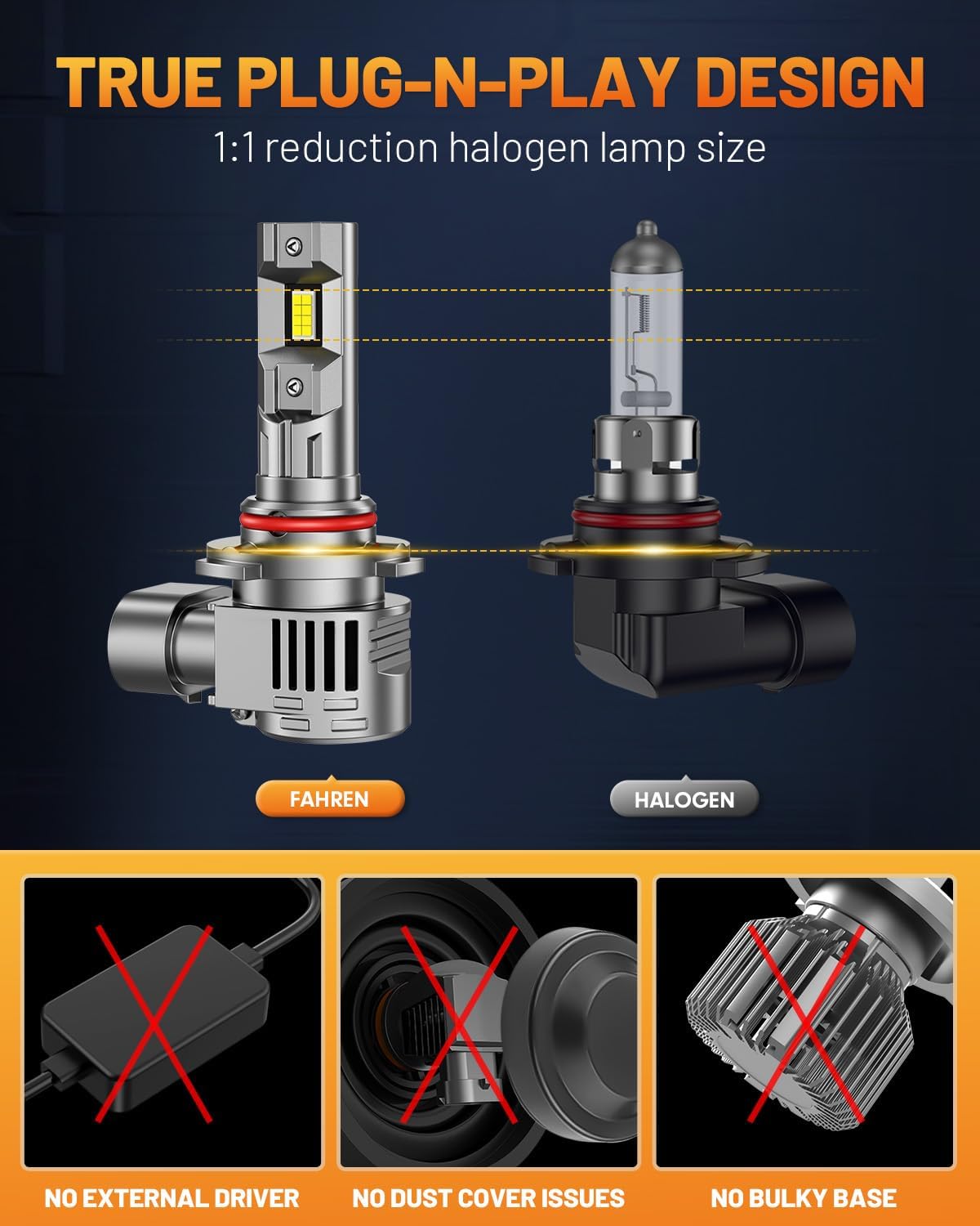 forenner 9006 9005 Bulb, 800% Super Brighter Light Bulbs for Back Up Light Assemblies, 6500K Cool White Quick Installation, IP68 Waterproof, Pack of 4