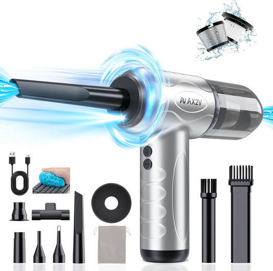 2-in-1 Car Vacuum & Air Duster,70W/16kpa/1200000RPM/35 Mins,High Powerful Dust Cleaner Portable Compressed Air Blower,Lightweight Handheld Mini Vacuum for Car/Home/Office