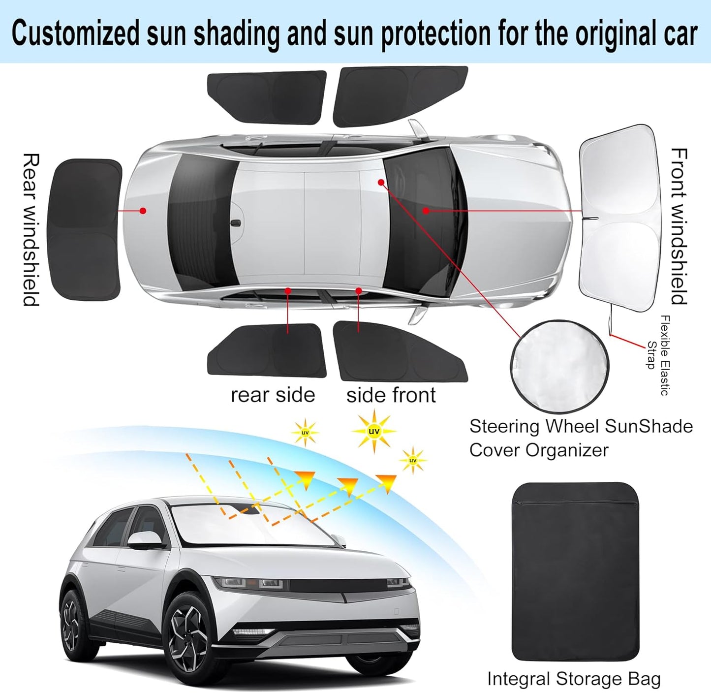 TINGLU Window Shades for Hyundai Ioniq 5 2022-2024 2025 Accessorie Car Side Full Windows Rear Triangular Windshield Sun Shade Sun UV Rays & Privacy Protection for Camping,Napping,and Relaxing 6PCS