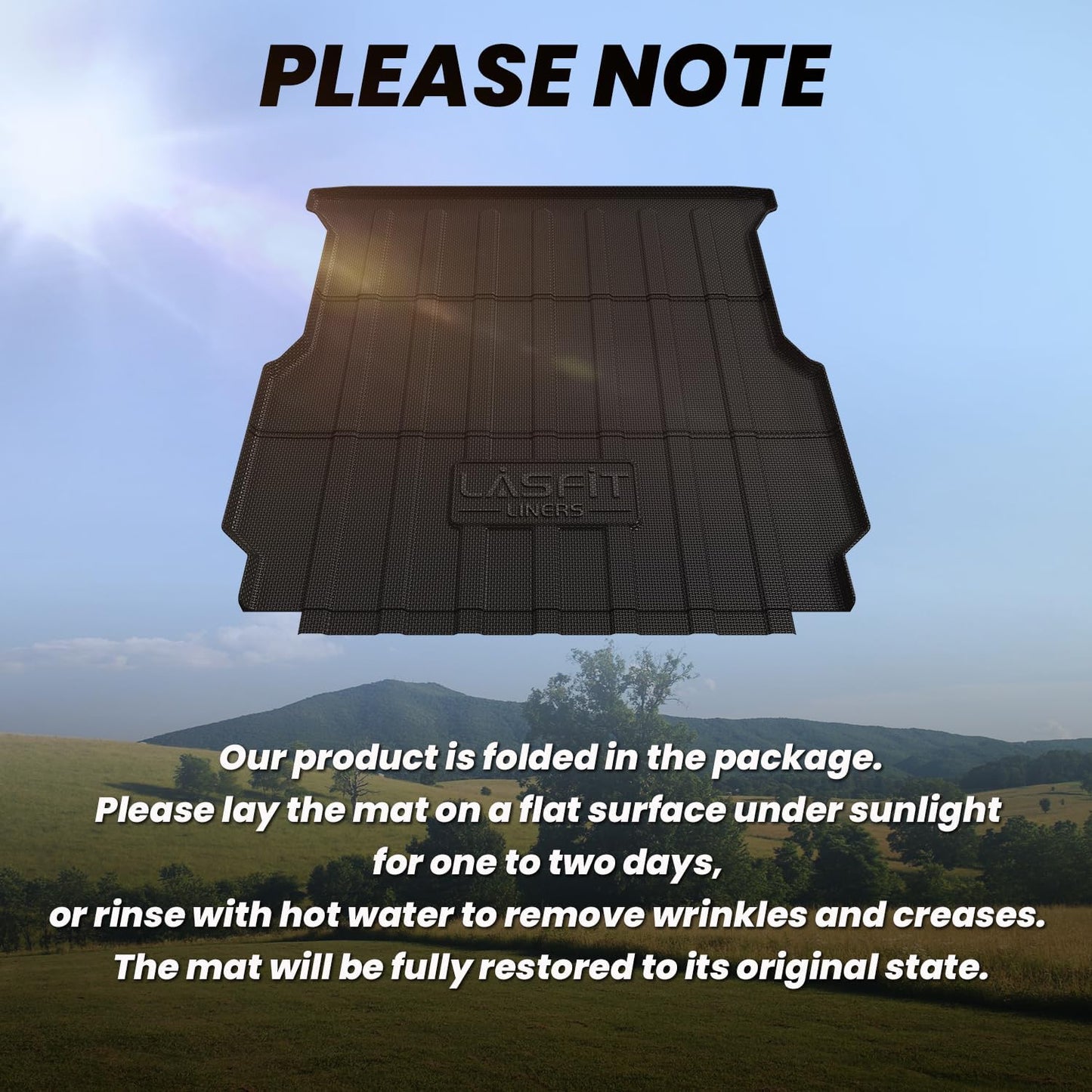 LASFIT Truck Bed Mat Fits for Rivian R1T 2025 2024 2023 2022 Accessories, Vehicle R1T Bed Mat Custom Fit Flush 2025-2022 R1T All Weather TPE R1T Truck Cargo Bed Liner, Black