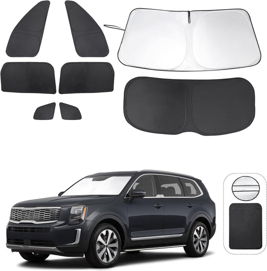 TINGLU Window Shades for Kia Telluride 2020 2021 2022 2023 2024 2025 Accessories Car Side Full Windows Rear Triangular Windshield Sun Shade Sun UV Rays & Privacy Protection for Camping 8PCS