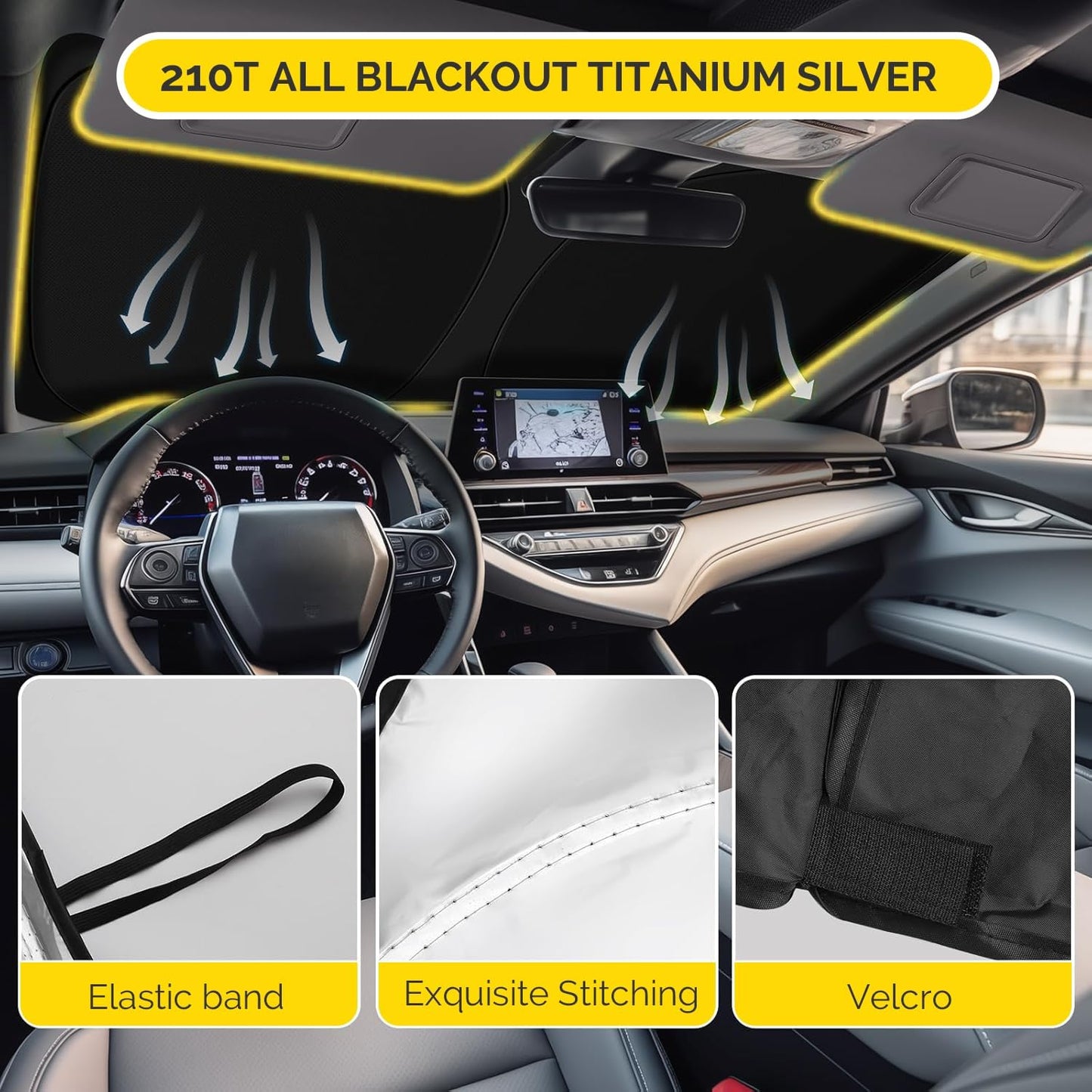 Car Windshield Sun Shade Compatible with 2020 2021 2022 2023 2024 2025 Hyundai Palisade Accessories Foldable Front Window Sunshade Custom Windshield Cover Sun Visor Block UV Rays
