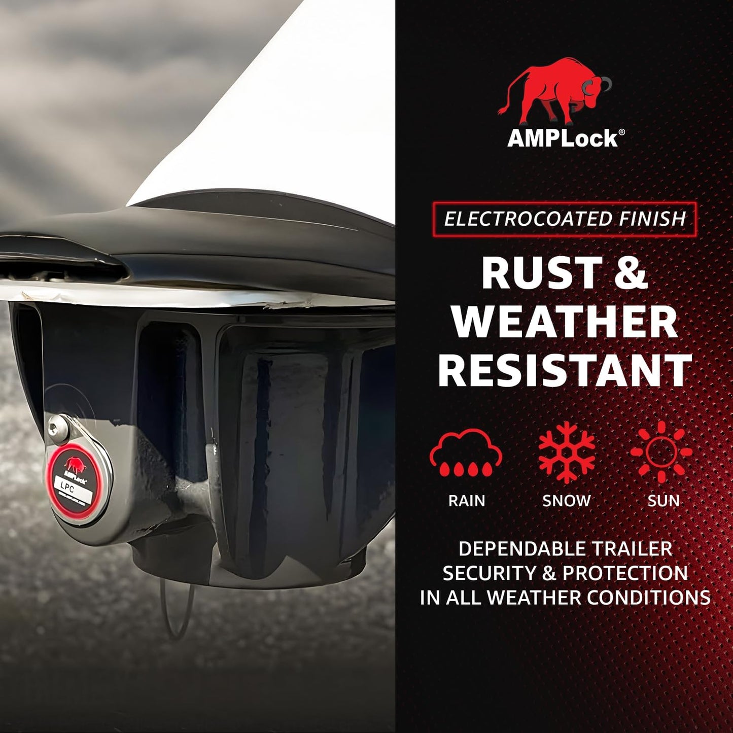AMPLock - U-LPCVR Heavy Duty 5th Wheel Lock, Patented Cylinder Lock, Travel Trailer Security Conical 5th Wheel Lock, Reliable Heavy Duty 5th Wheel Lock, Anti Theft Trailer Protection & Security