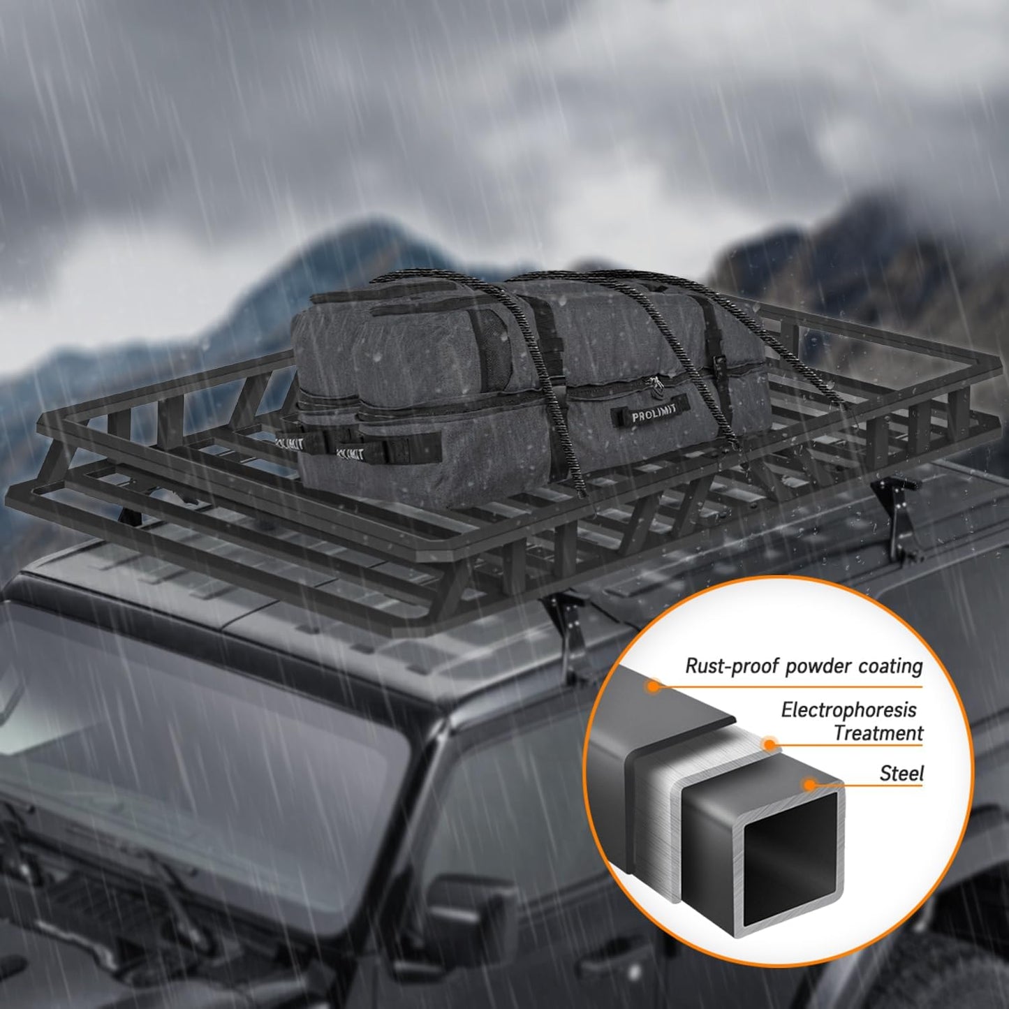 NIHAO 50"x36"x5" Heavy Duty Roof Rack Cargo Carrier, Universal Car Top Luggage Basket for SUV, Truck, RV, Pickup, Holds Up to 250 Lbs