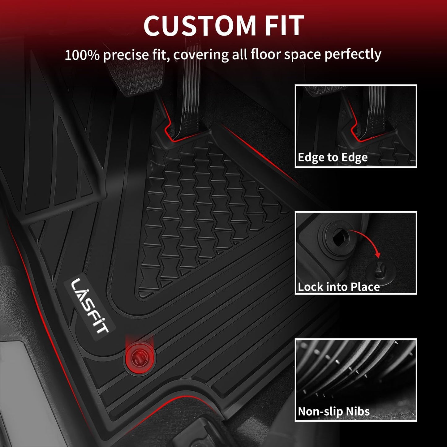 LASFIT Floor Mats Fit for Lexus 2025 2024 2023 2022 NX/NX250/NX350 (Not for Hybrid), All Weather Car Mats for Lexus NX 250/NX 350/NX 350 F Sport TPE Heavy Duty Floor Liners,Front & Rear Rows,Black