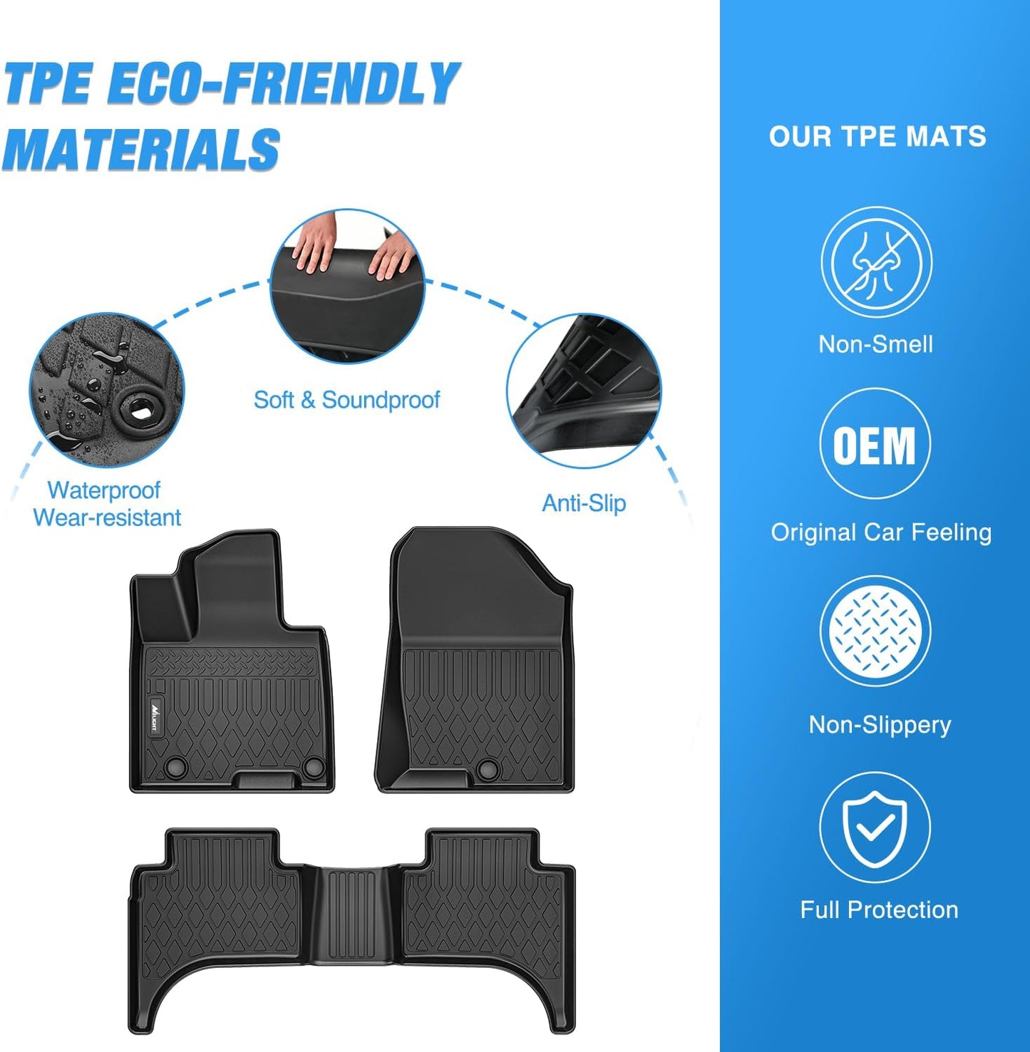 Nilight Floor Mats for Hyundai Santa Cruz 2022 2023 2024 2025 All Weather Custom Fit Heavy Duty Floor Liners