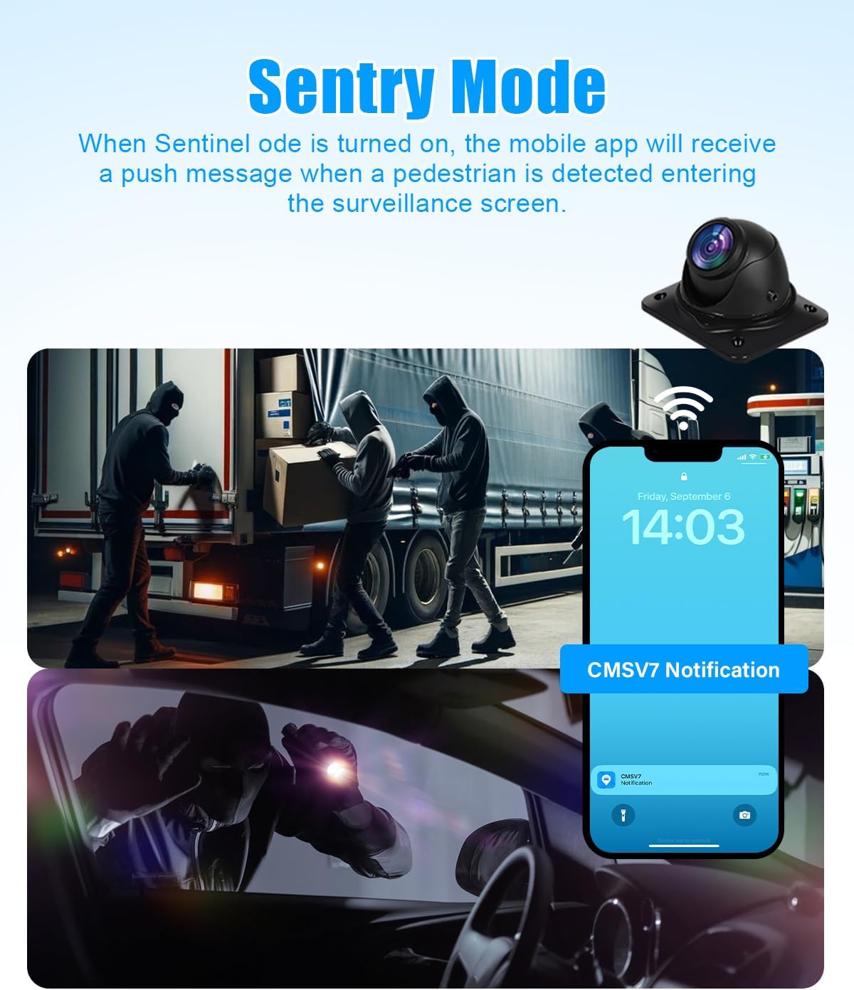 RV Backup Camera System AI WiFi GPS 7 inch Touch Screen Monitor Vehicle Recording with 4 Pieces 1080P Rear Side View Waterproof Camera Live View on APP/Web/PC for Camper RV Truck Trailer Tractor Fleet