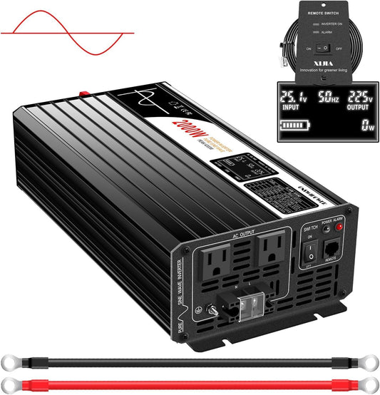 Xijia Pure sine Wave Inverter 2000W 48 Volt dc to 120 Volt ac Inverter (Peak Power 4000W) rv Converter 60HZ with Soft Start for car &Camping (DC48V (Range 40V-60V) 2000W)