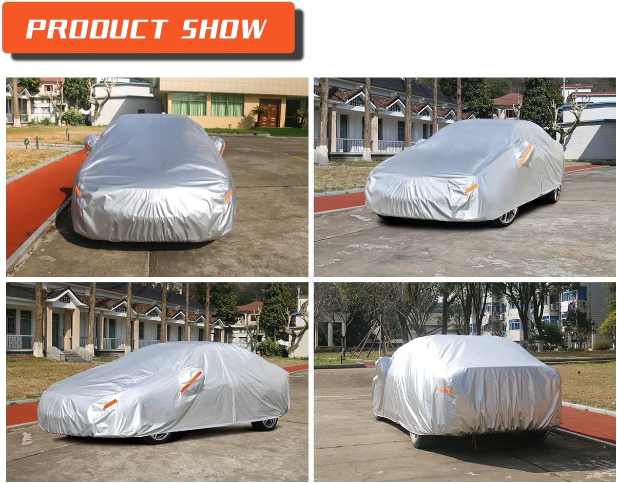 Kayme Hatchback Car Covers Waterproof All Weather, Sun Uv Rain Protection with Zipper Compatible with Mazda3, Corolla, VW Golf GTI, Ford Focus Hatchback (UP to 177 Inch, Not Fit Sedan)