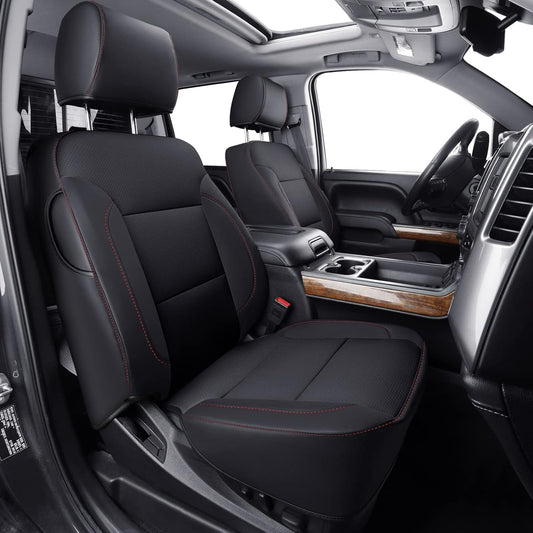 LUCKYMAN CLUB Custom Fit Seat Covers for 2014-2018 Chevy Silverado Sierra 1500 Crew Cab, 2015-2019 Silverado Sierra 2500 3500 Crew Cab (Black&Red)