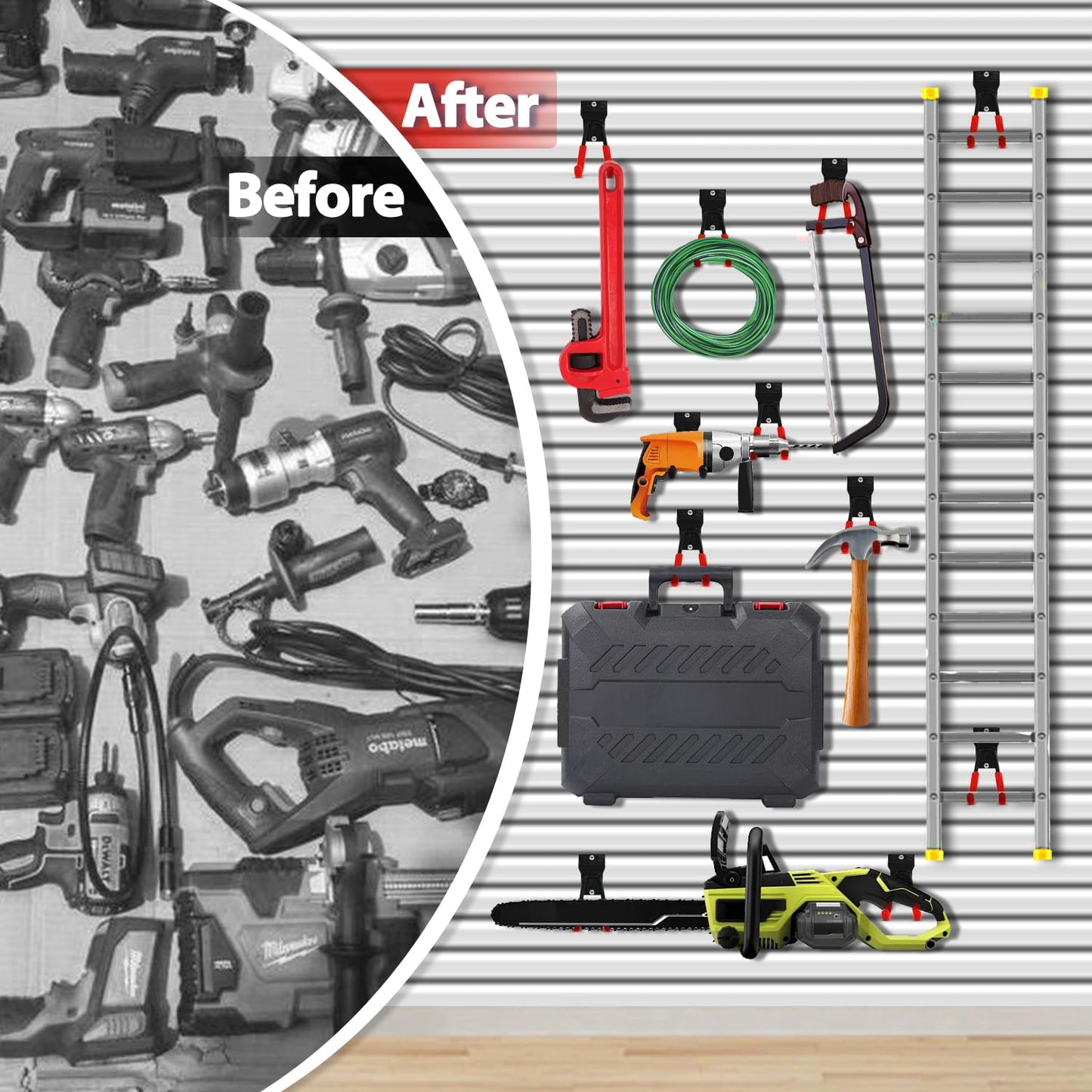 3-H Slatwall Accessories 18 Pack, Slatwall Hooks & Hangers Multi Sizes, Slat Wall Heavy Duty for Space Saving Used as Proslat Accessories with Slatwall Panel(Red)