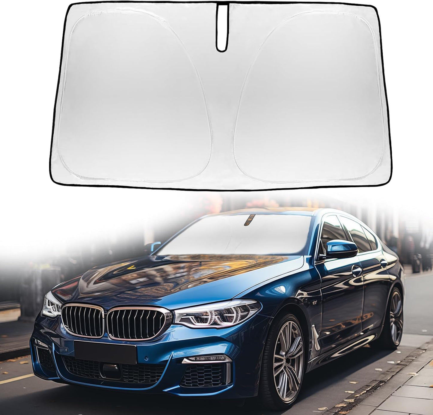 Windshield Sun Shade Sunshade Custom Fit for 2018-2023 2024 BMW 5 Series Windshield Cover for 5-Series 525i, 520i 528i 530i 535d 535i 550i Window Shade Sun Visor Protector 240T Refleactive Blocks UV