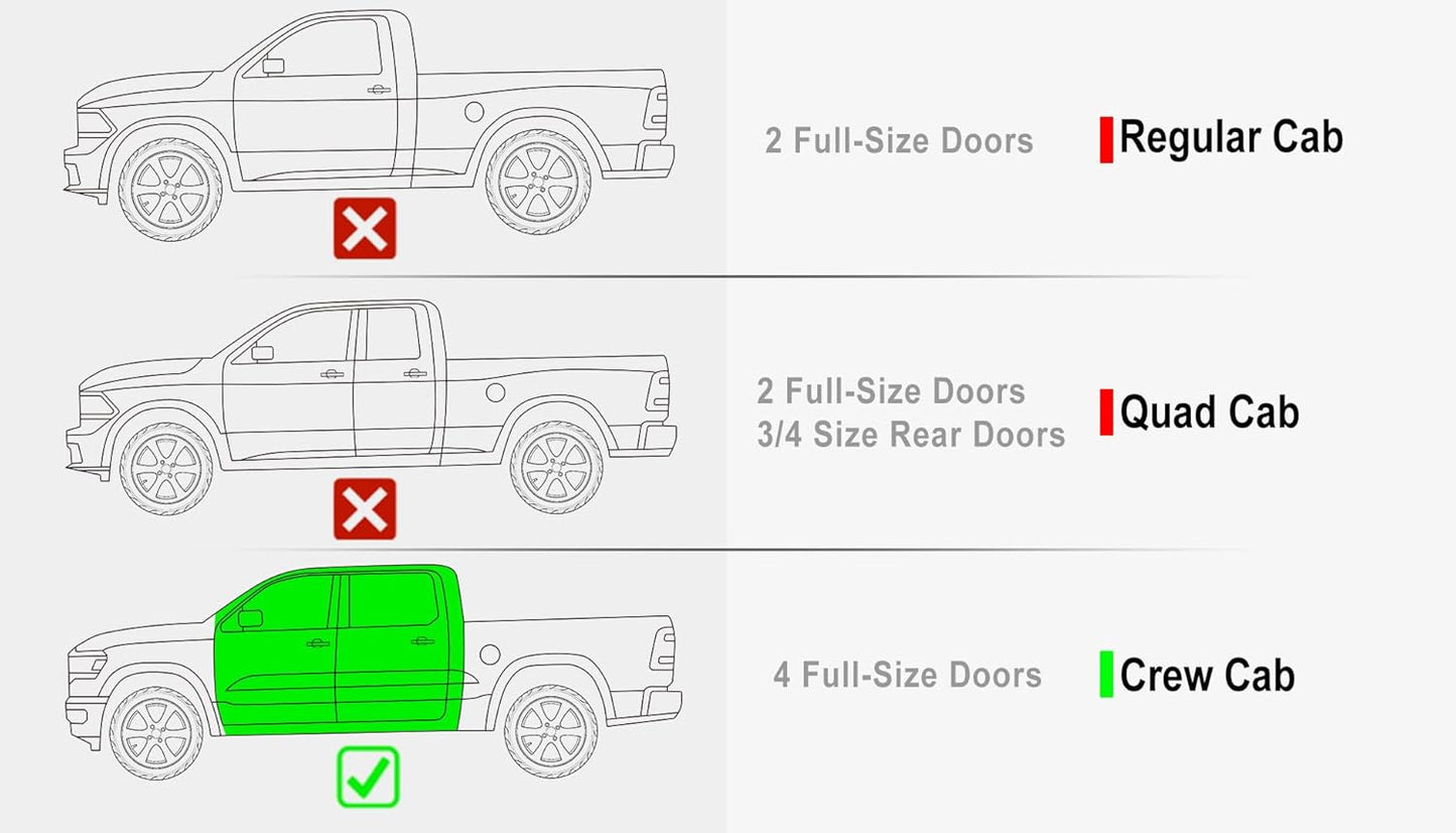 APS 6-inch (Black Stainless Steel Flat Style) Running Boards Nerf Bars Side Steps Compatible with Ram 1500 2009-2018 Crew Cab & Ram 2500 3500 2010-2024