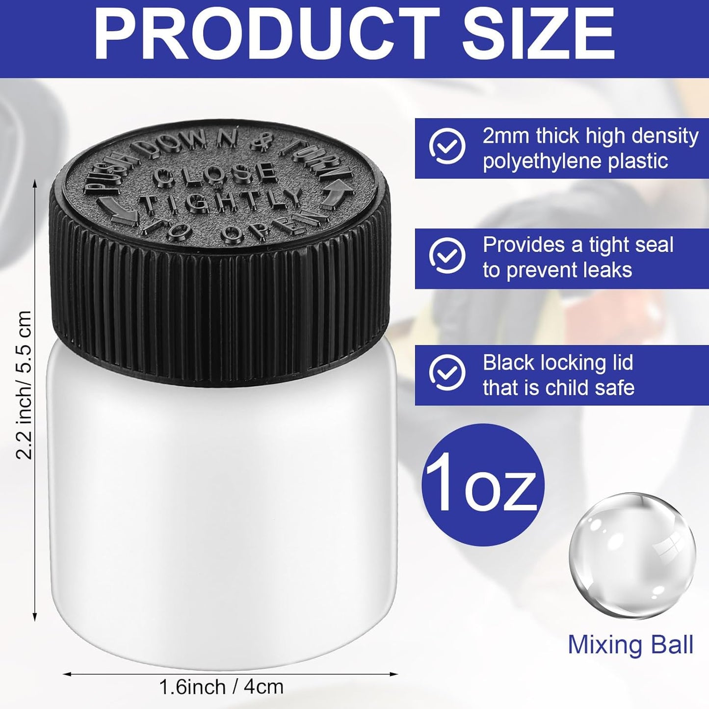 Maxcheck 120 Pcs Empty Touch Up Paint Bottles Container 1oz 30ml Reusable Small Paint Bottles with Brush Applicator and Mixing Ball for Fix Chips Scratches Auto Car