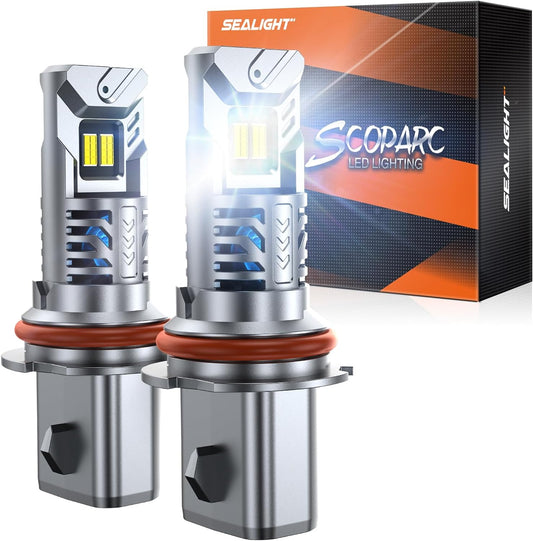 SEALIGHT 9007 Bulbs, 50000 LM HB5 Fog Light Bulbs, 1:1 Design, 6500KCool White, IP67, Plug-N-Play, Pack of 2