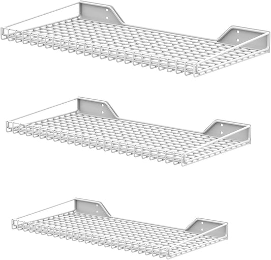 TORACK Wall-Mounted Storage Shelves, Mixed-Size Garage Wall Shelving for Closet & Laundry Room, Heavy-Duty Floating Shelf Holds Up to 65 lbs(White)