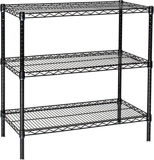 Omega 21" Deep x 42" Wide x 86" High 3 Tier Black Starter Shelving Unit