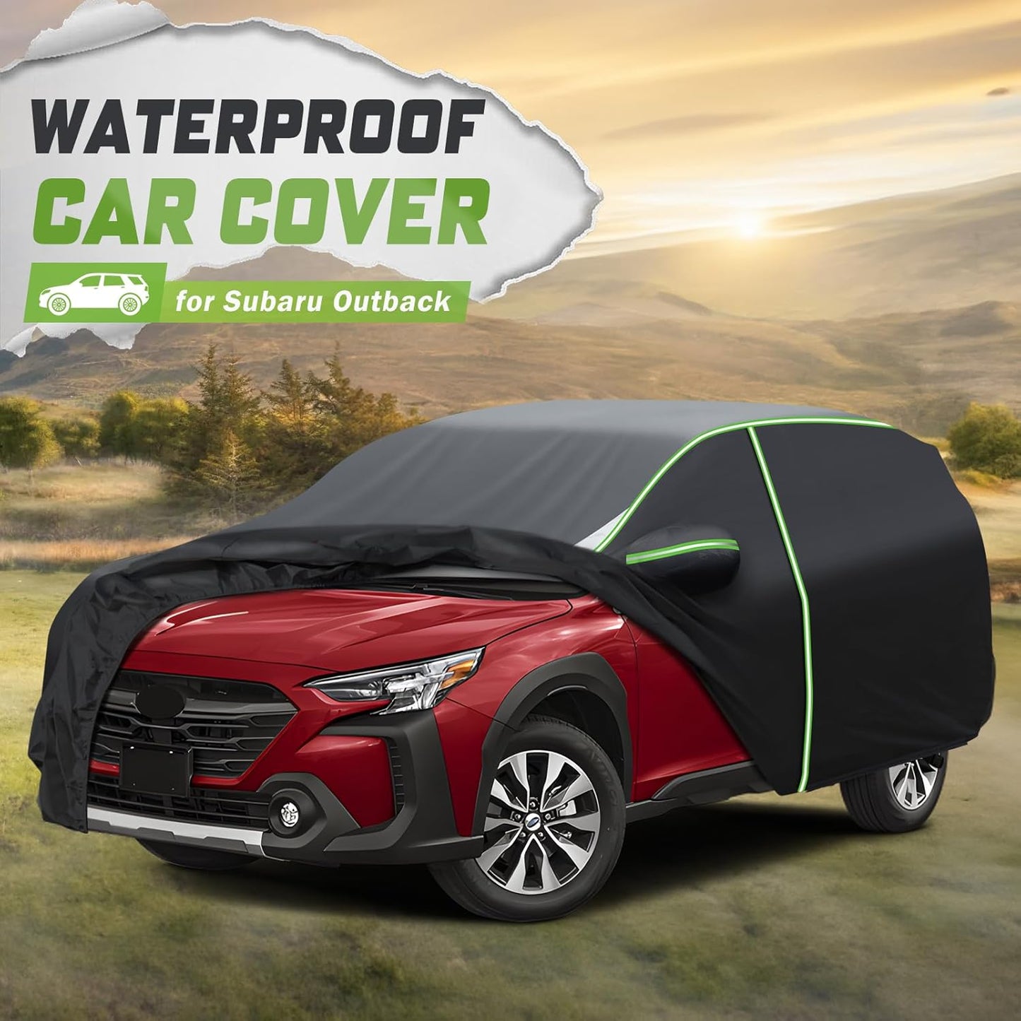 Mixsuper Liner Car Cover for Subaru Outback 2003-2026, 7 Layers Waterproof Car Cover Accessories for Outback with Zipper Door, Windproof Straps, Reflective Strips, Anti-UV, All Weather