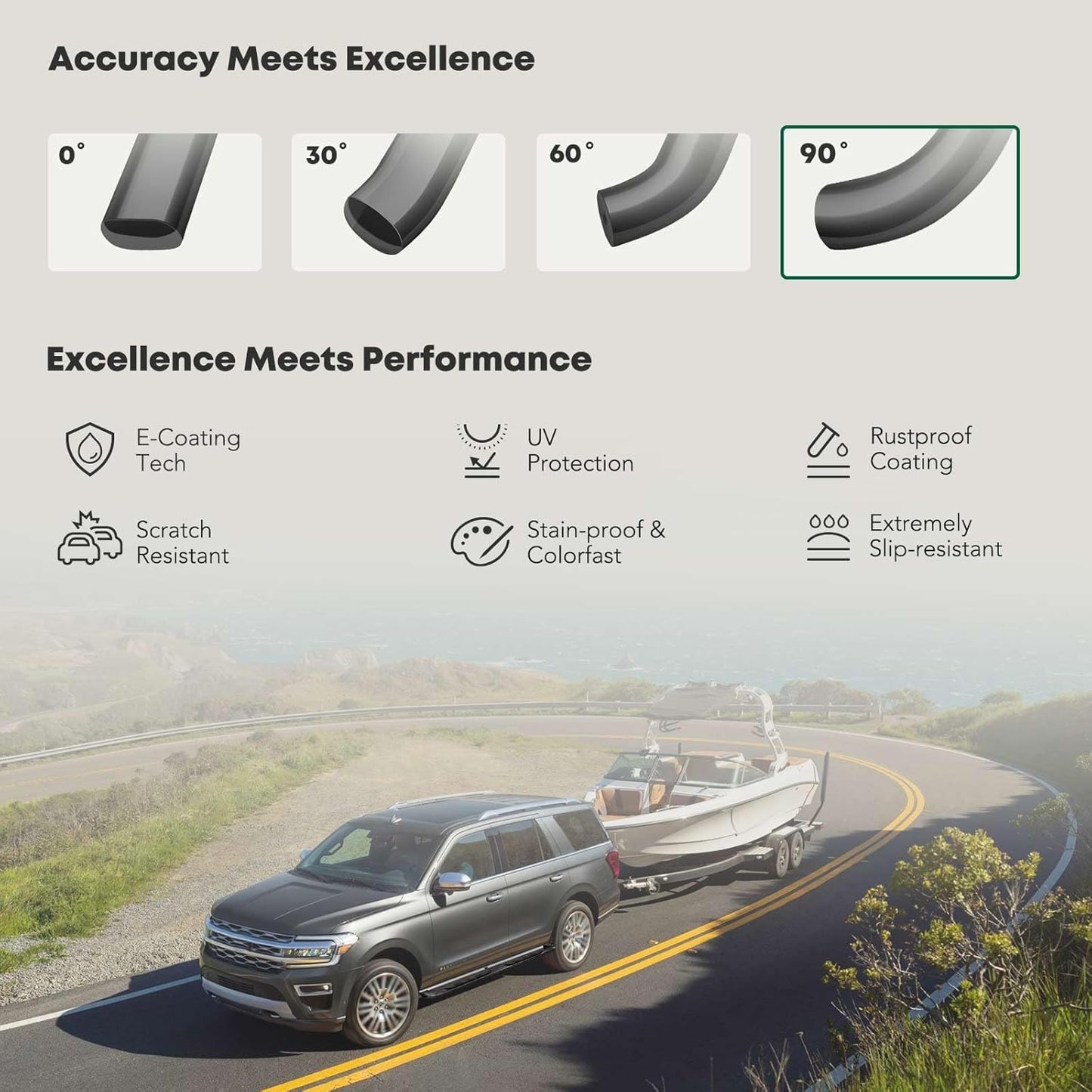 YHTAUTO 3 Inch Running Boards Side Step Bars Fit for 2019-2024 Chevy Silverado & GMC Sierra 1500 - Standard/Regular Cab, Carbon Steel Black Powder 90-Degree Bent End Truck Step Rails