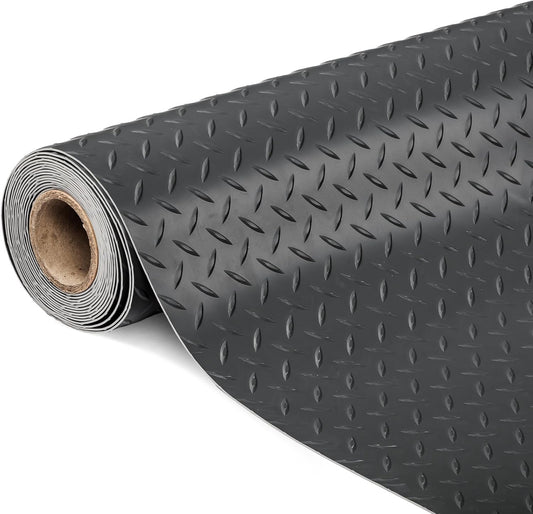 TUFFIOM 7.5 x 17 FT Garage Floor Mat, Thickened Diamond Plate PVC Garage Mats Flooring Roll for Under Car, Garage Car Parking Mats for Compact SUVS, Sports Car