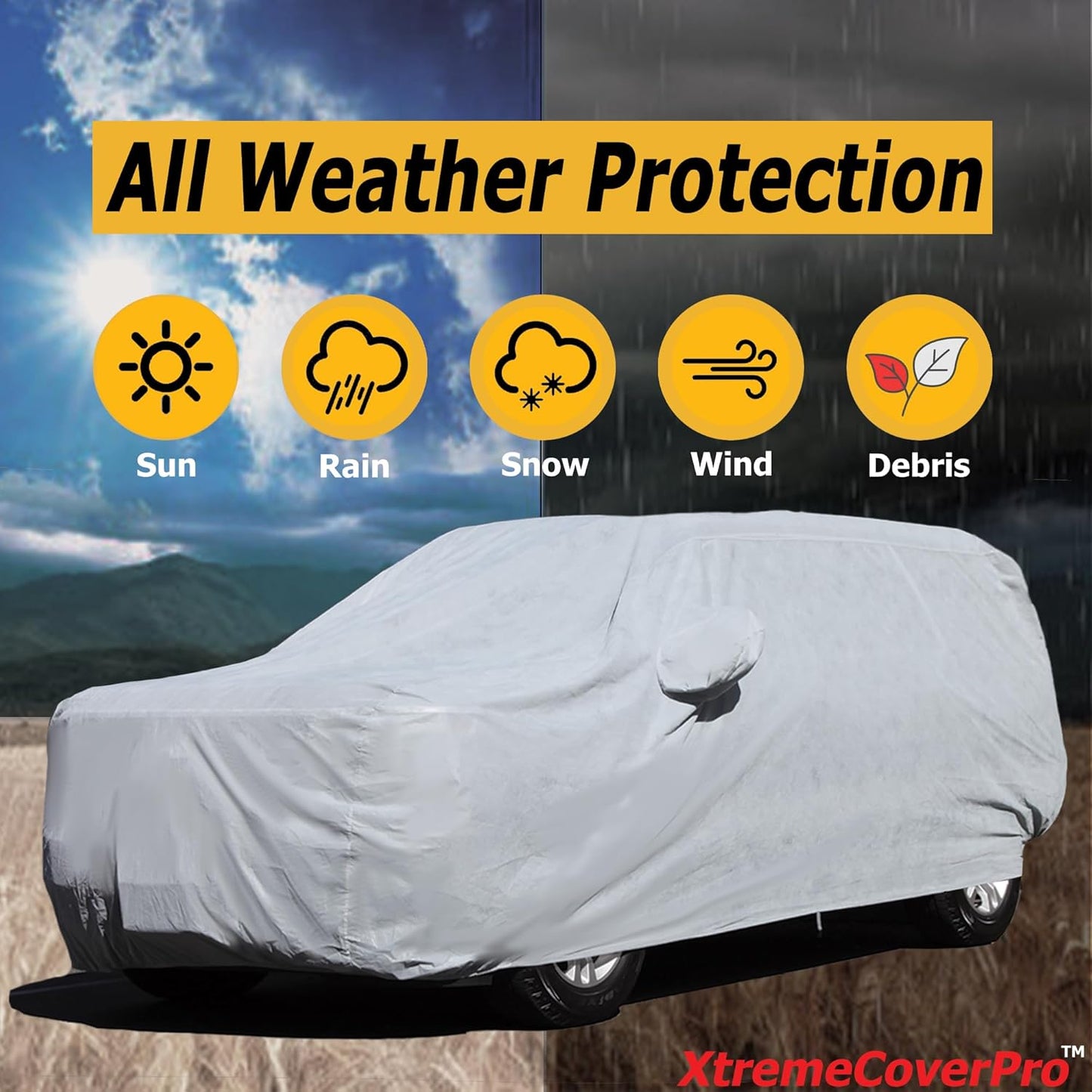 All Weather Waterproof car Cover Good for rain Snow uv Protection dust Large Size SUV Sienna Escalade Tahoe Yukon X7 Sequoia Range Rover Pacifica Gray