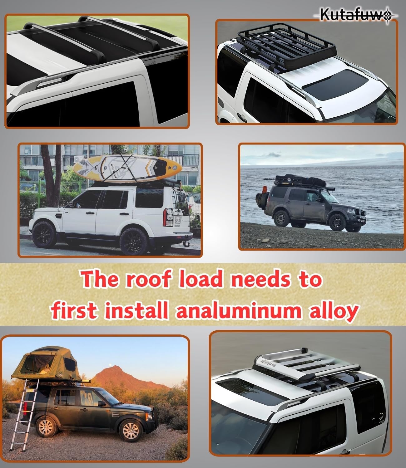 Roof Rack Side Rails Compatible with Land Rover Discovery 4 2005-2016 Models，Luggage Rack Silver Aluminum Cargo Management Car Accessories