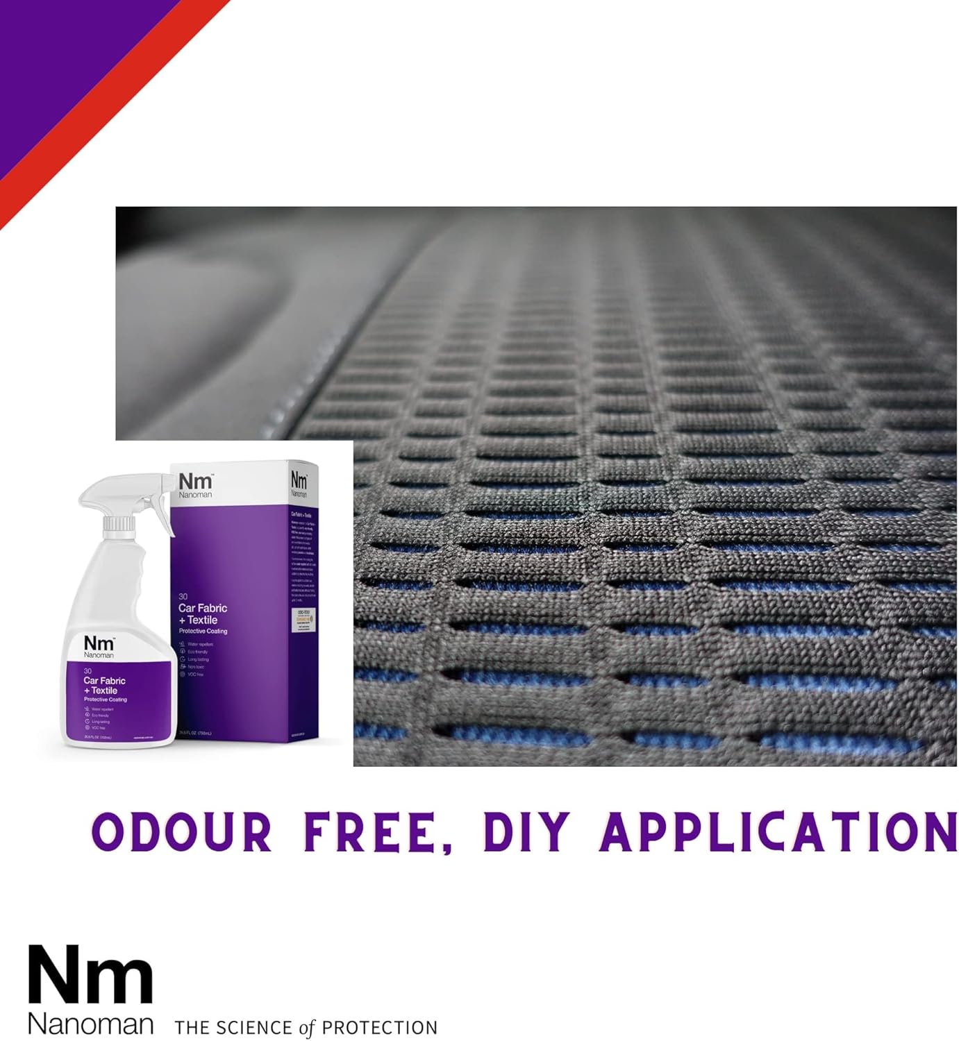 NANOMAN Nano-Technology Car Fabric & Upholstery Care (750ML) Hydrophobic Waterproof Protector and Stain Guard for Auto Interior Fabrics, Seats, Carpets and Floor Mats.