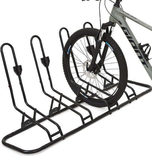 4 Floor Bike Rack, Safeguard Disc Brakes & Derailleurs Design, Waterproof Bicycle Stand Indoor/Outdoor/Garage Use, Fits 12"-29" Tires, Upgraded 0.63" Steel Tubes for Stability