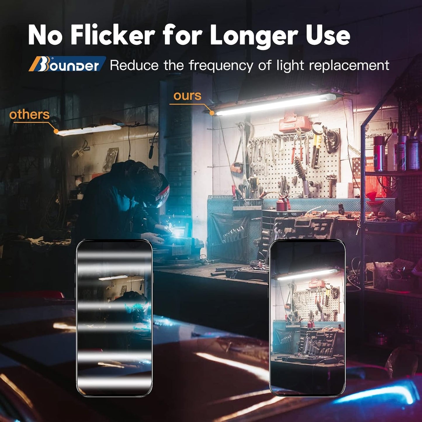 Bbounder 10 Pack Linkable LED Utility Shop Light, 4 FT Integrated Fixture for Garage, 40W Equivalent 250W, 5000K Daylight, Surface + Suspension Mount, Florescent Light Fixture Replacement, White