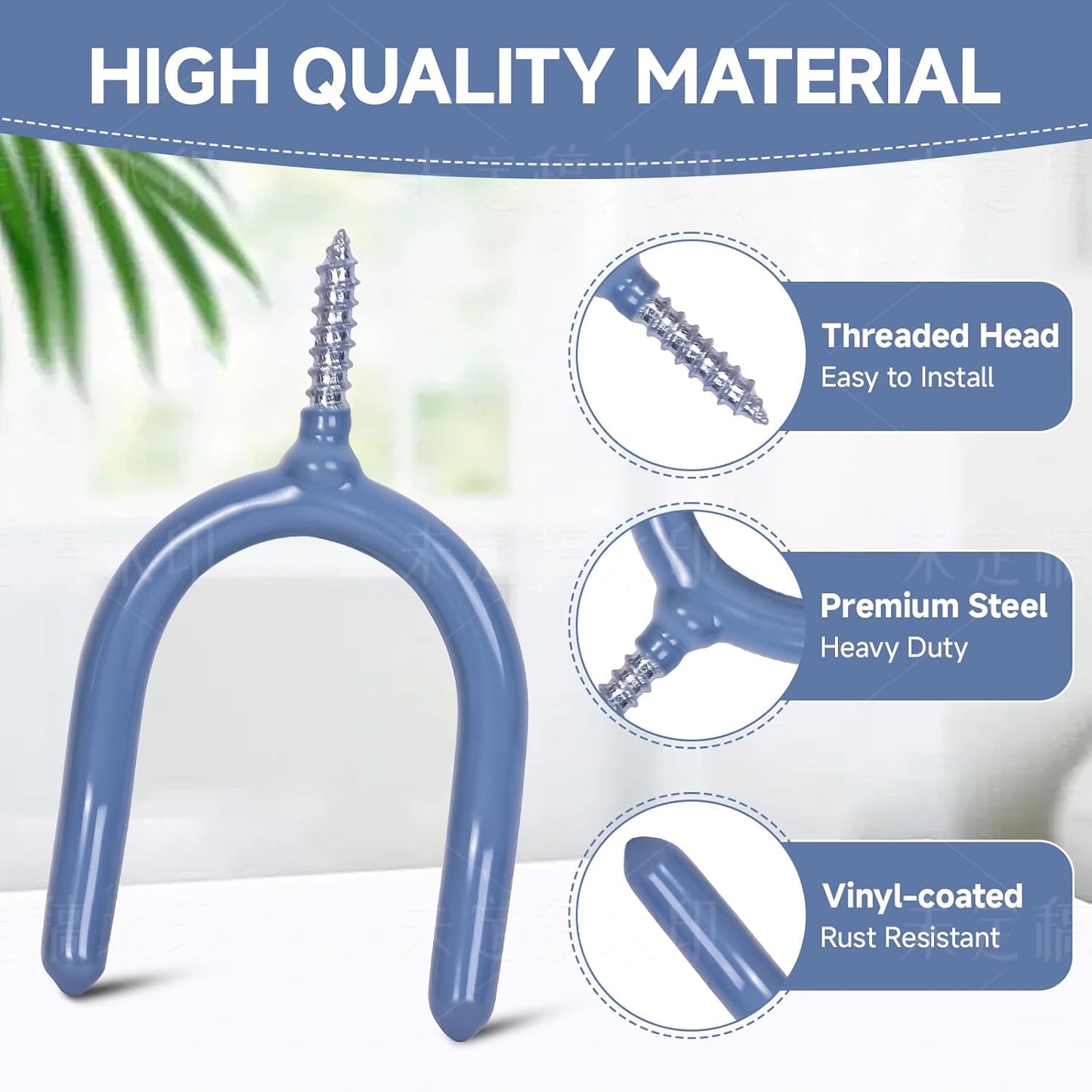 12 Pack Garage Storage System Steel U Hooks with Anti-Slip Coating Home Improvement and Organization Screw in Hooks Easy Wall Mounting Heavy Duty Bike and Ladder (Grey, 12 Pack)