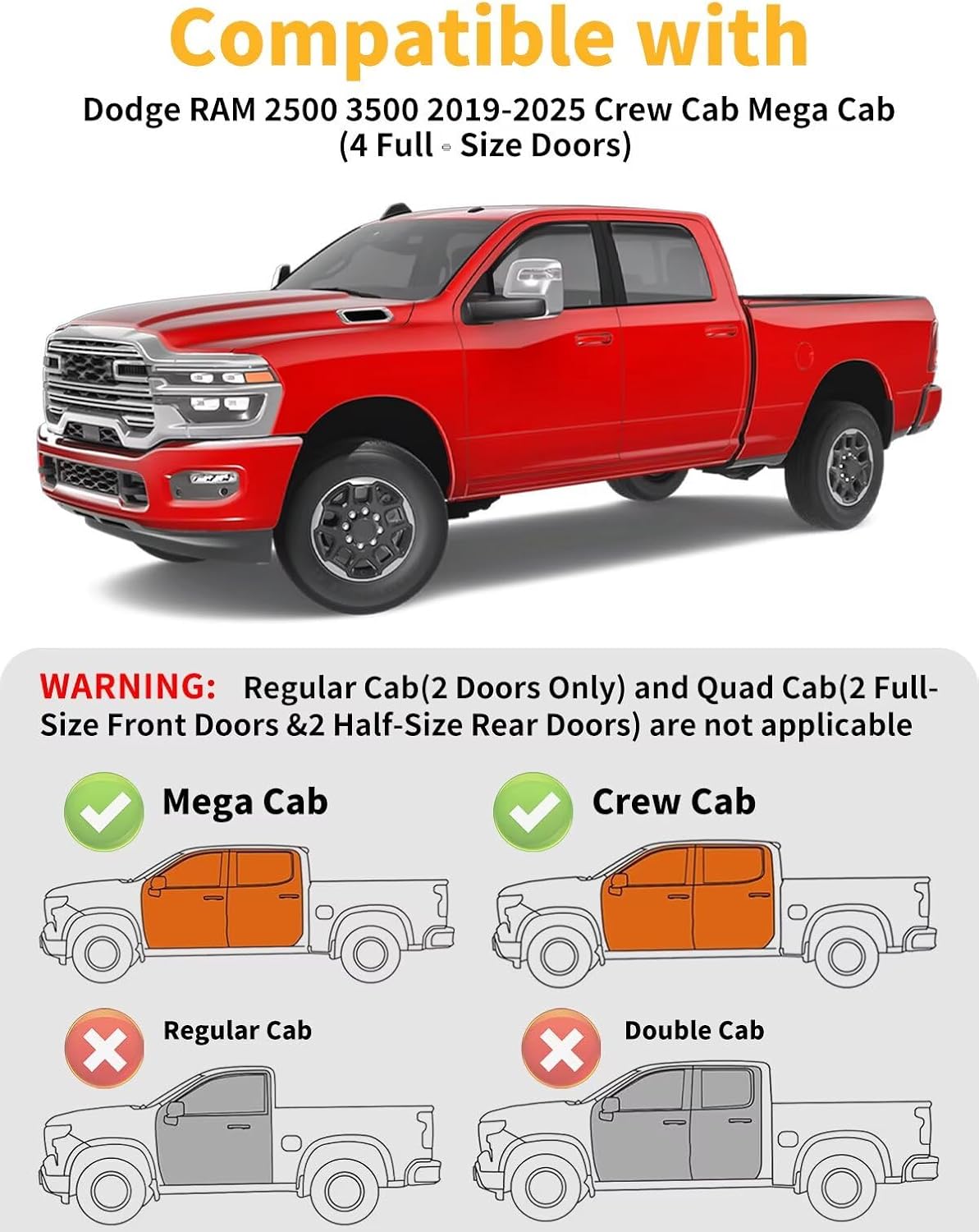 in-Channel Window Rain Guards Fit for Truck Dodge RAM 2500 3500 2019-2025 Crew Cab Extra Durable Window Visors Window Deflectors Vent Visors Vent Shades Car Accessories-4 pcs 2-Q07