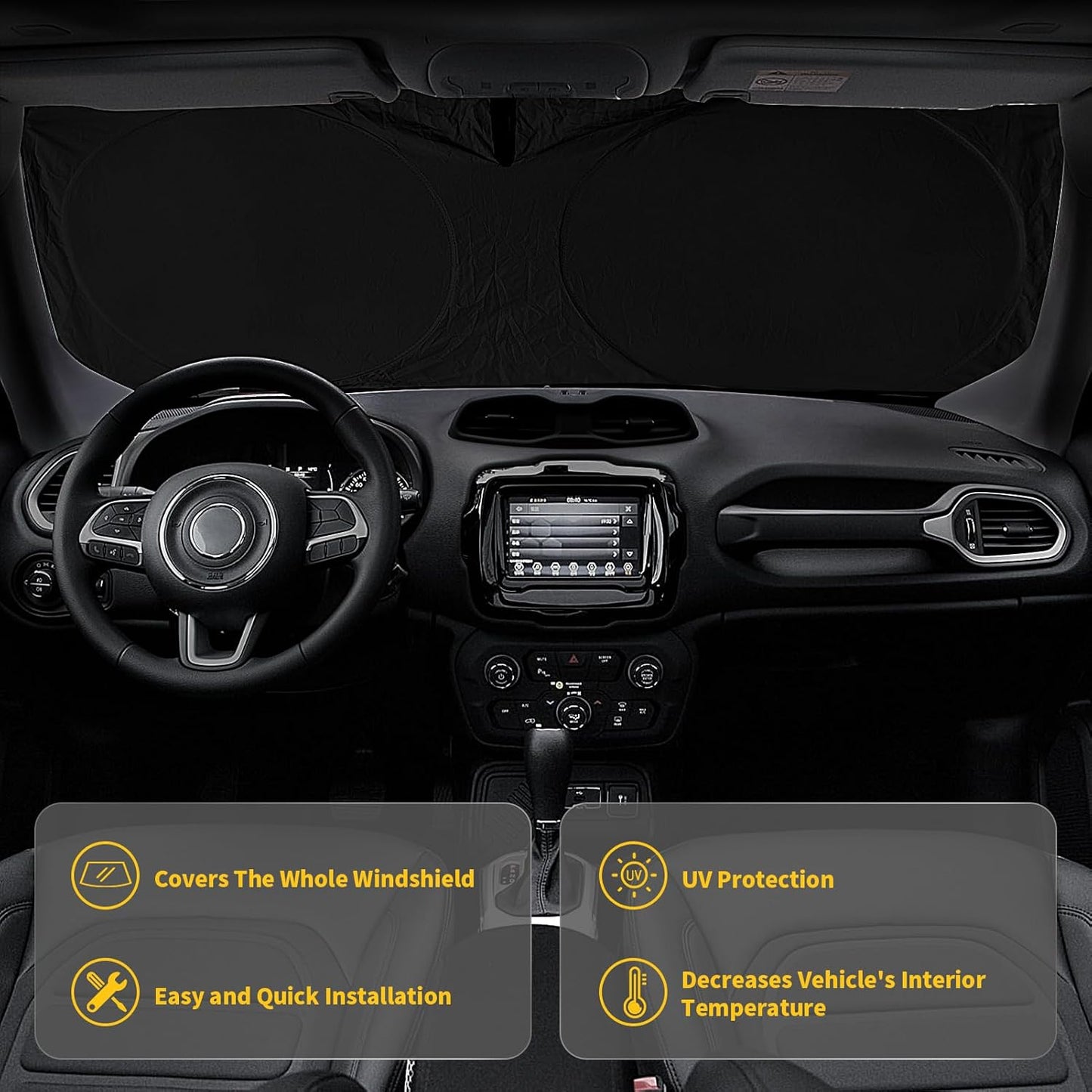 INSAUTO for Toyota Tundra Car Sun Shade Windshield for Tundra 2006 2005 2004 Window Sunshade Fit Toyota Matrix 2003-2013 Foldable Sun Visor Protector 210T Shades Block UV Ray Pickup Truck Accessories