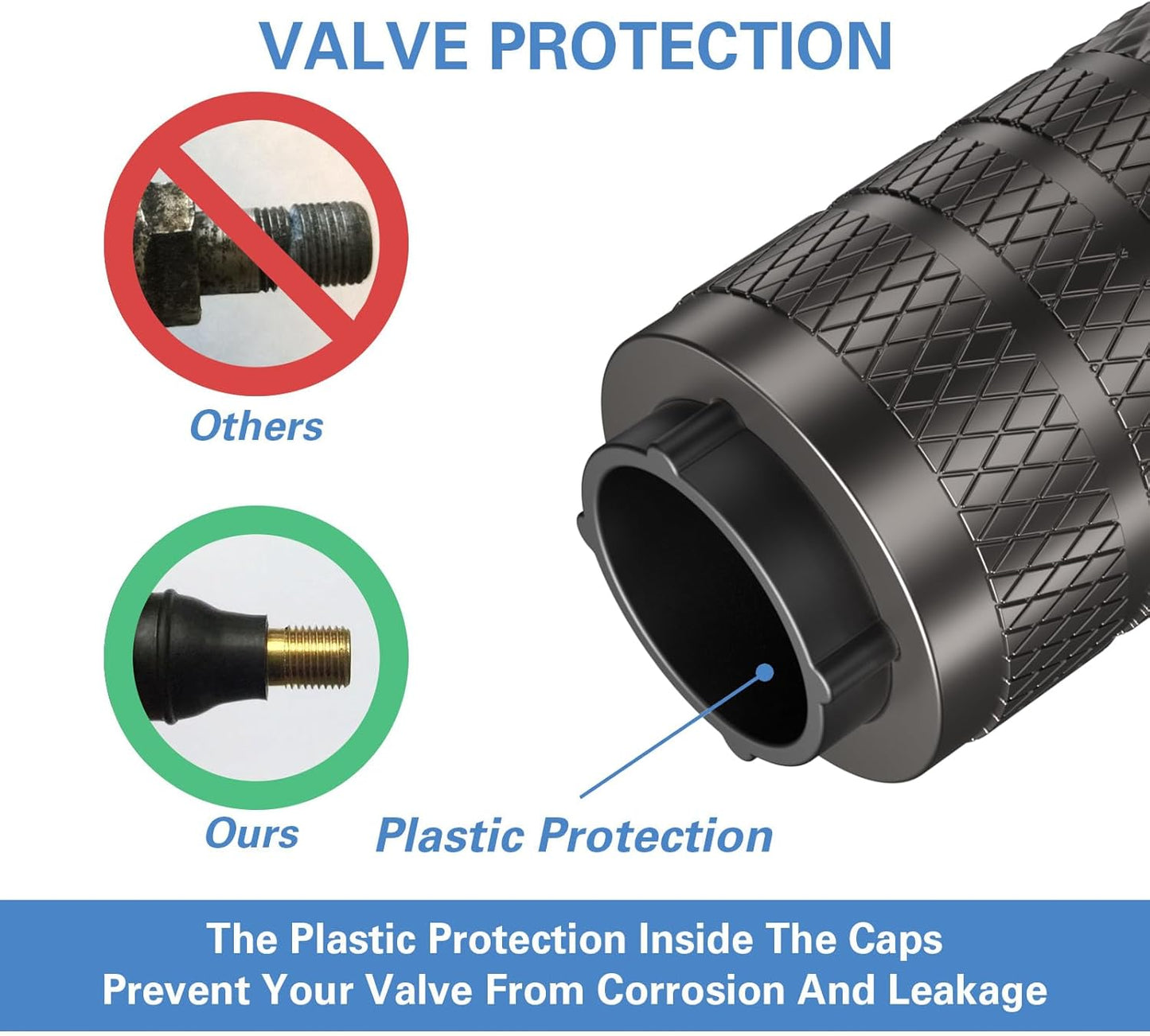 CKAuto Tire Valve Stem Caps, Grey, 4 pcs/Pack, Anodized Aluminum Tire Valve Cap Set, Corrosion Resistant, Universal Stem Covers for Cars Trucks Motorcycles SUVs and Bikes