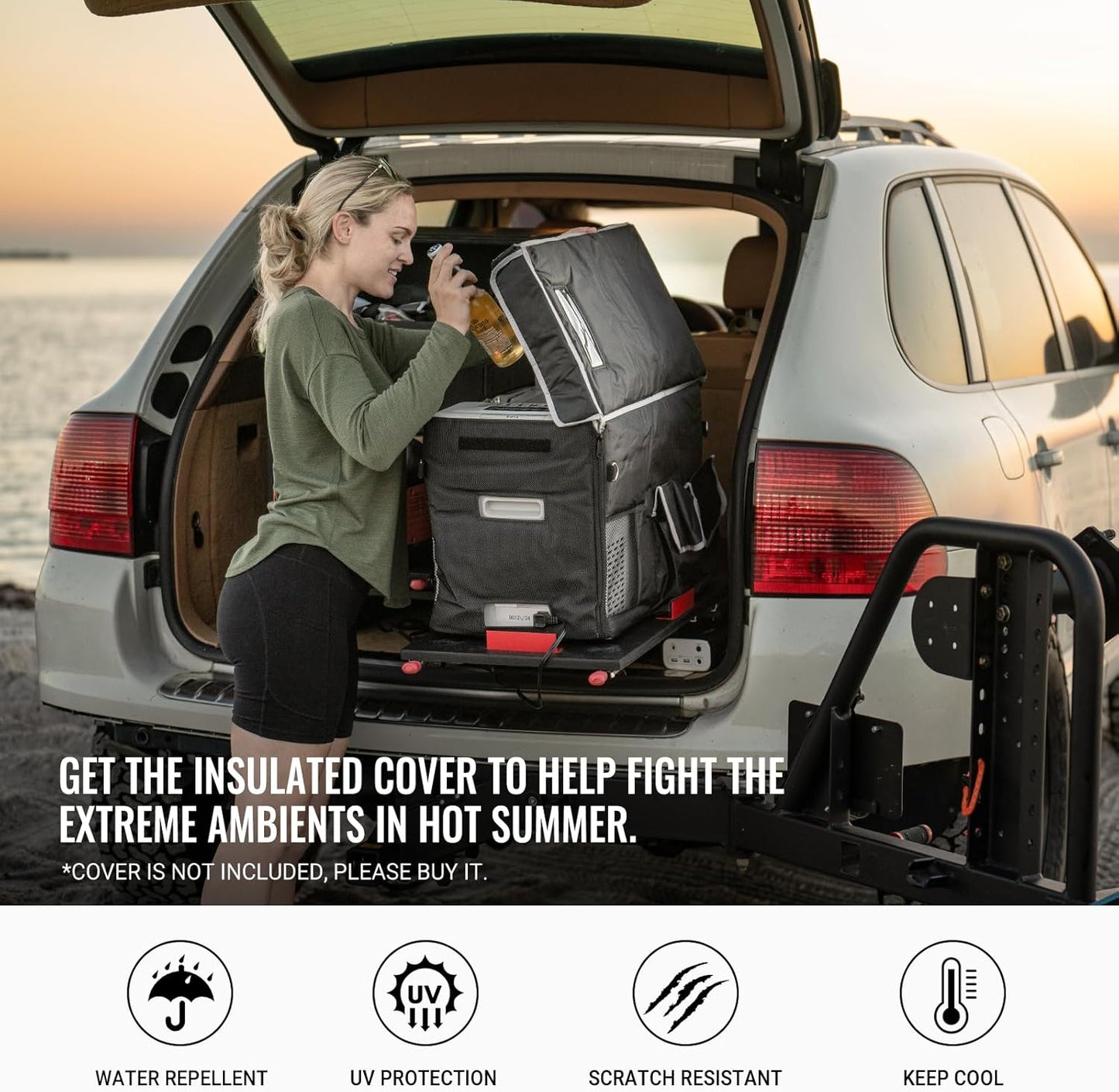 BougeRV 12 Volt Refrigerator With 23 Quart Cover, 12V Car Fridge 23 Quart Portable Freezer Compressor Cooler Compressor Freezer, 12/24V DC 110~240V AC, -8℉~50℉ for Truck RV SUV